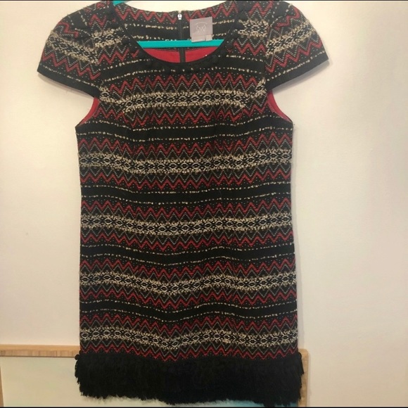 Anthropologie Pom Pom Fringe Cap Sleeve Dress - Picture 3 of 8